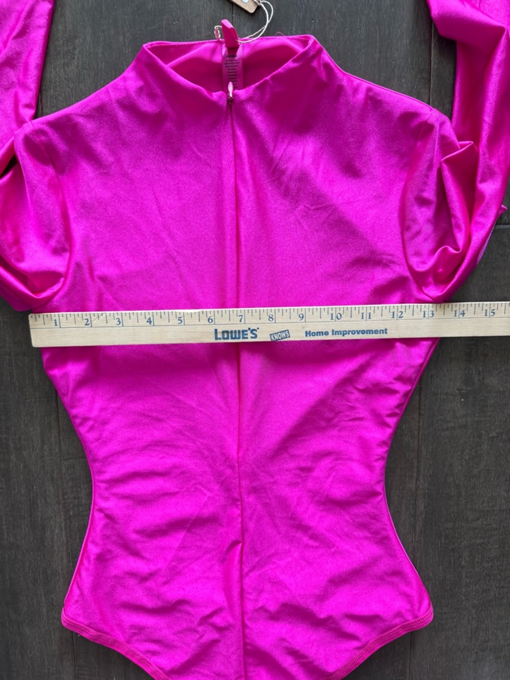 SKIMS NWT Disco Fuchsia Zip Front Long Sleeve Bodysuit Womens Size S - Picture 9 of 13